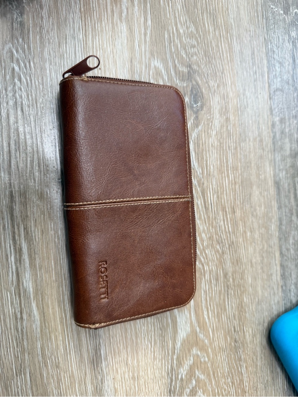 Rosetti Brown Leather Zip-Around Wallet Organizer